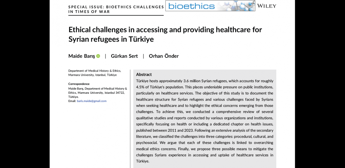 Ethical challenges in accessing and providing healthcare for Syrian refugees in Türkiye